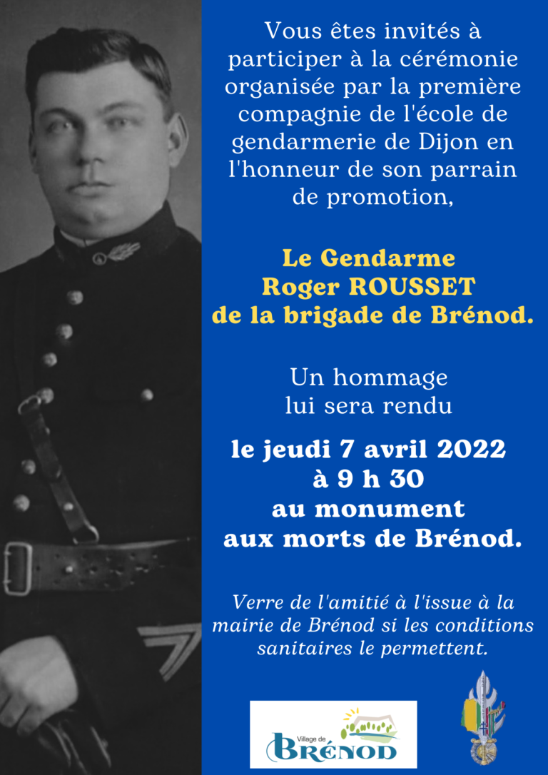 Roger Rousset Cérémonie d’hommage au Gendarme Roger ROUSSET – le 7 avril 2022 ...